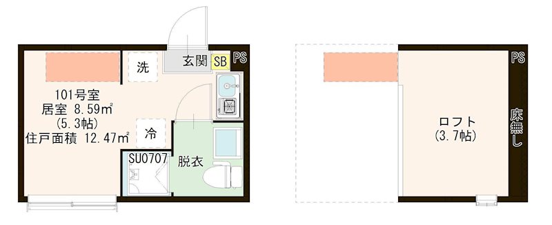 ハレテラス平和台 0101号室 間取り