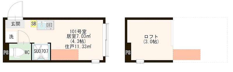 ハーモニーテラス池袋Ⅳ 0101号室 間取り