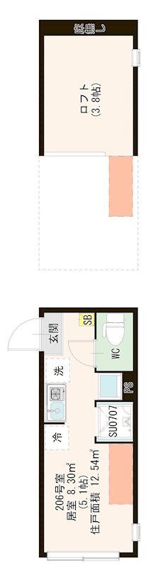 ハーモニーテラス蓮根Ⅳ 0206号室 間取り