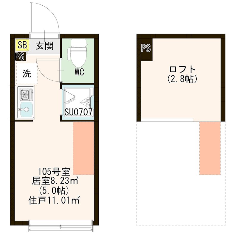 ハーモニーテラス池袋Ⅳ 0105号室 間取り