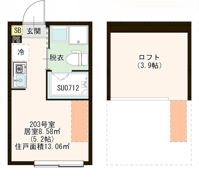 ＭＩ ＣＡＳＡ 平和台 0203号室 間取り