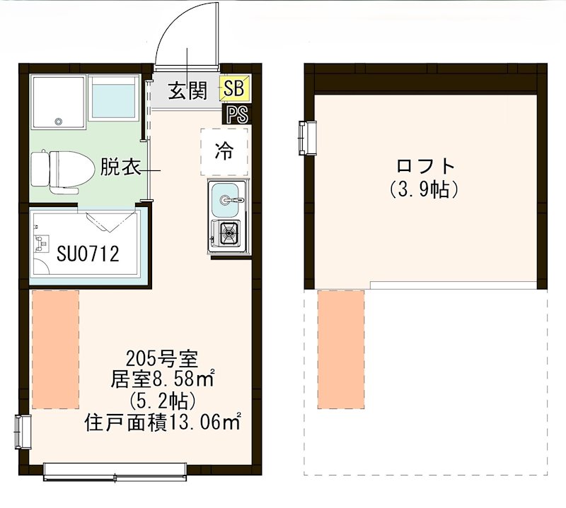 MI CASA 平和台 0205号室 間取り