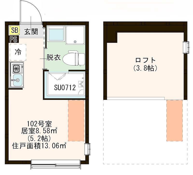 ＭＩ ＣＡＳＡ 平和台 0102号室 間取り