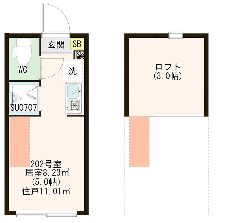 ハーモニーテラス池袋Ⅳ 0202号室 間取り