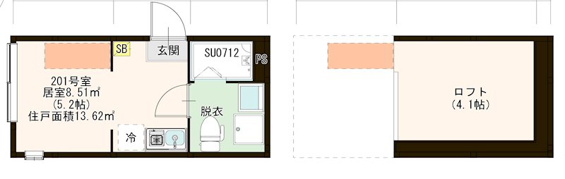 ＭＩ ＣＡＳＡ 平和台 0201号室 間取り