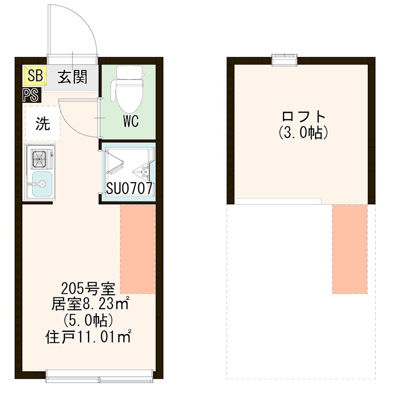 ハーモニーテラス池袋Ⅳ 0205号室 間取り