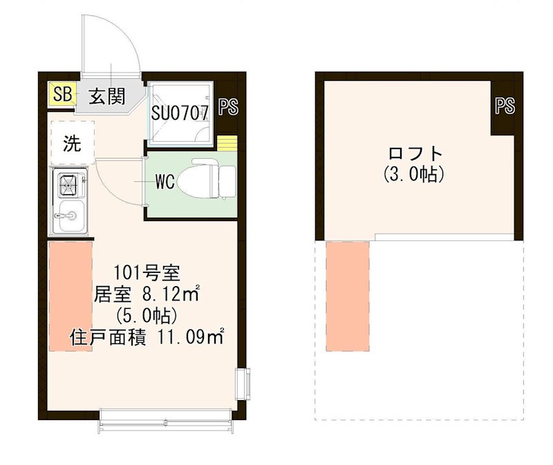 マルバ上板橋 0101号室 間取り