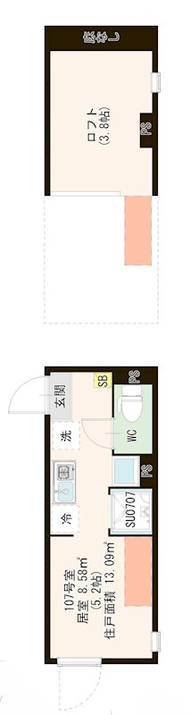 マルバ上板橋 0107号室 間取り