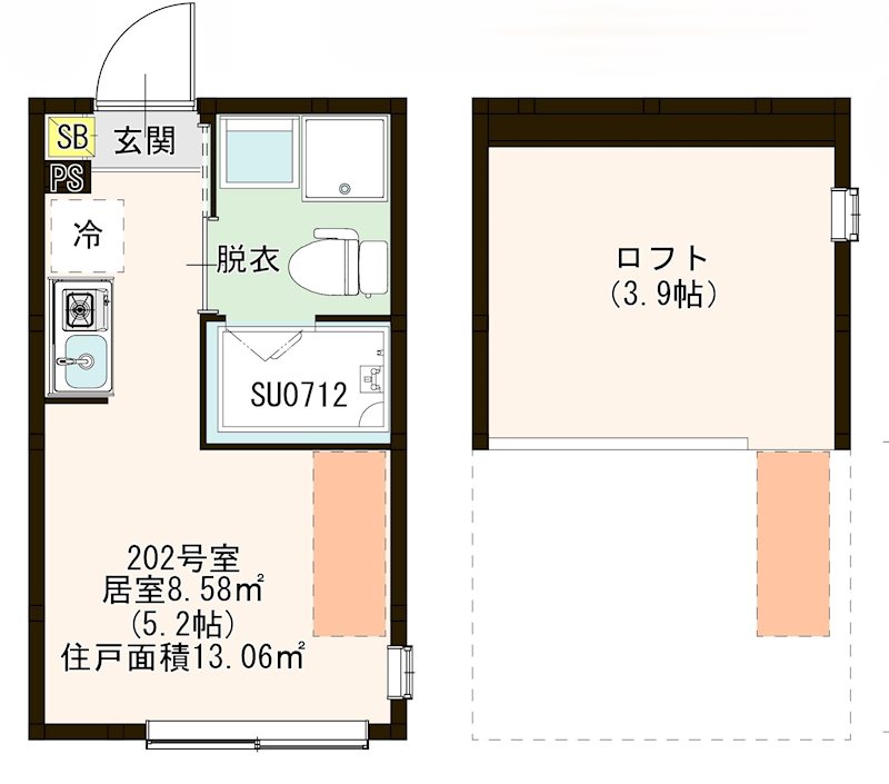 ＭＩ ＣＡＳＡ 平和台 0202号室 間取り