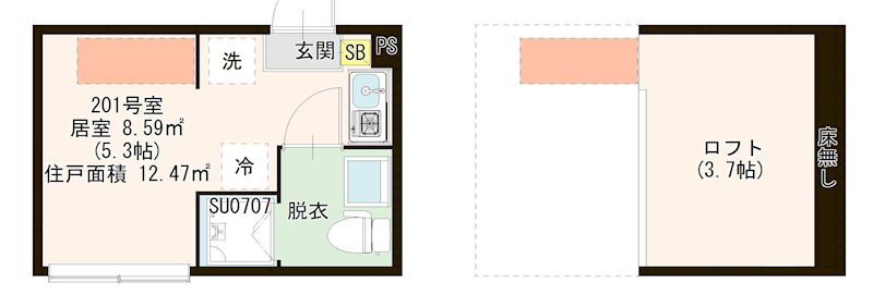 ハレテラス平和台 0201号室 間取り