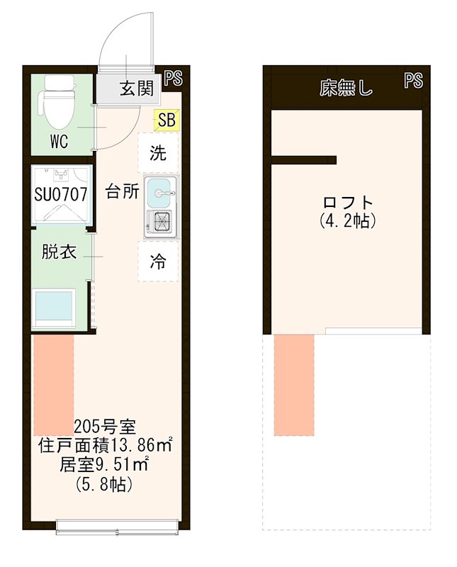 ハーモニーテラス見次公園 0105号室 間取り