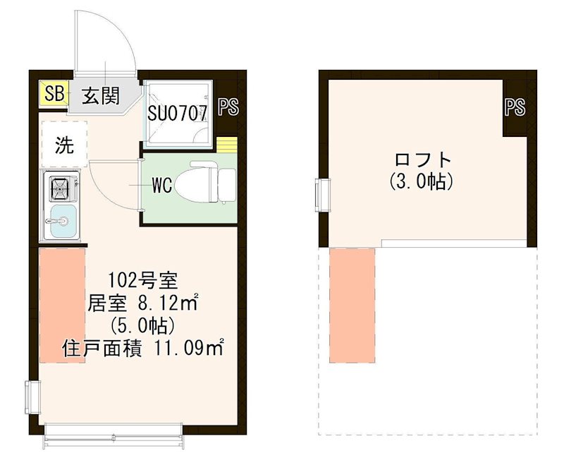 マルバ上板橋 0102号室 間取り