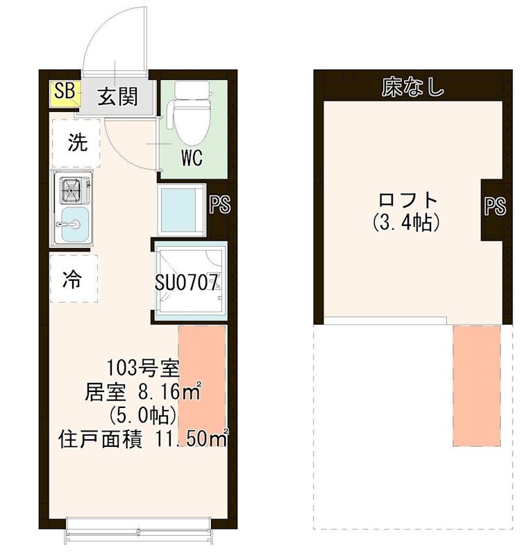 マルバ上板橋 0103号室 間取り