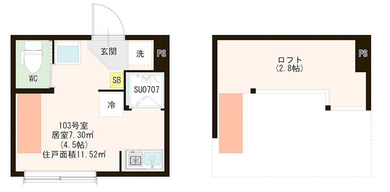 ハーモニーテラス江原町Ⅲ 0103号室 間取り