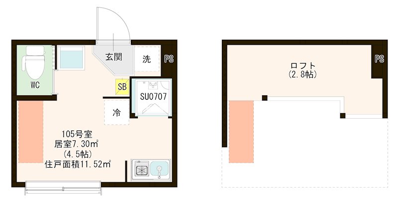 ハーモニーテラス江原町Ⅲ 0105号室 間取り