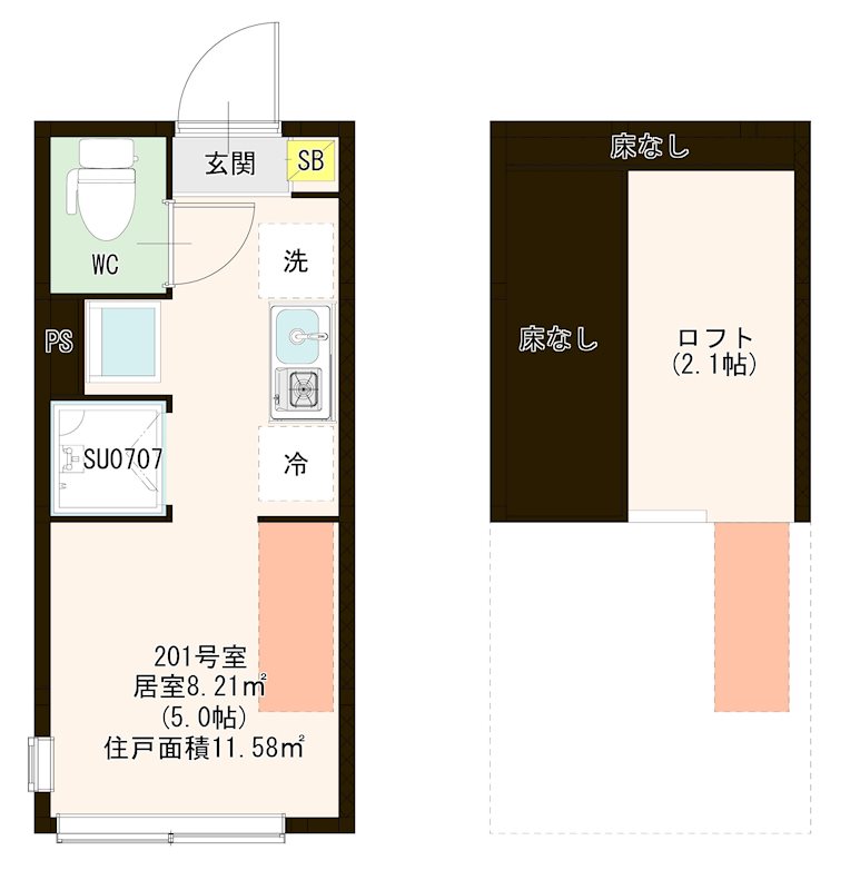 ハーモニーテラス江原町Ⅲ 0201号室 間取り
