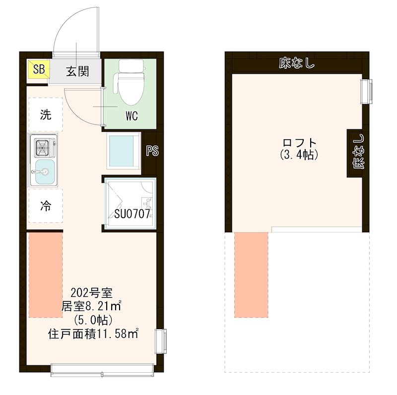 ハーモニーテラス江原町Ⅲ 0202号室 間取り