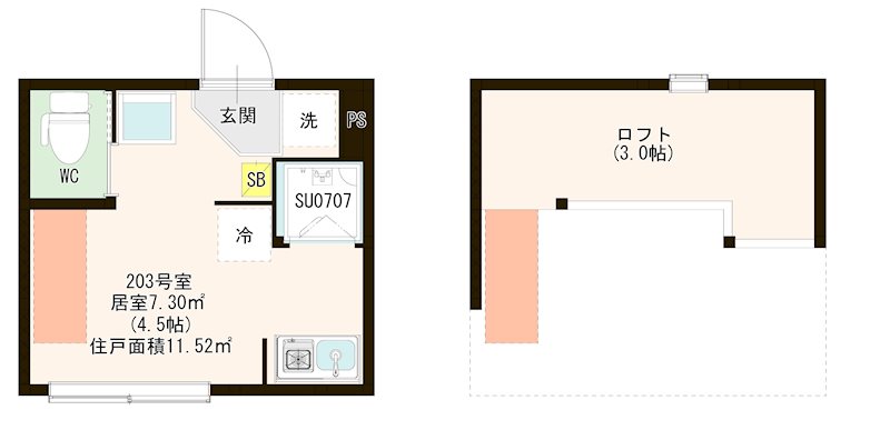 ハーモニーテラス江原町Ⅲ 0203号室 間取り