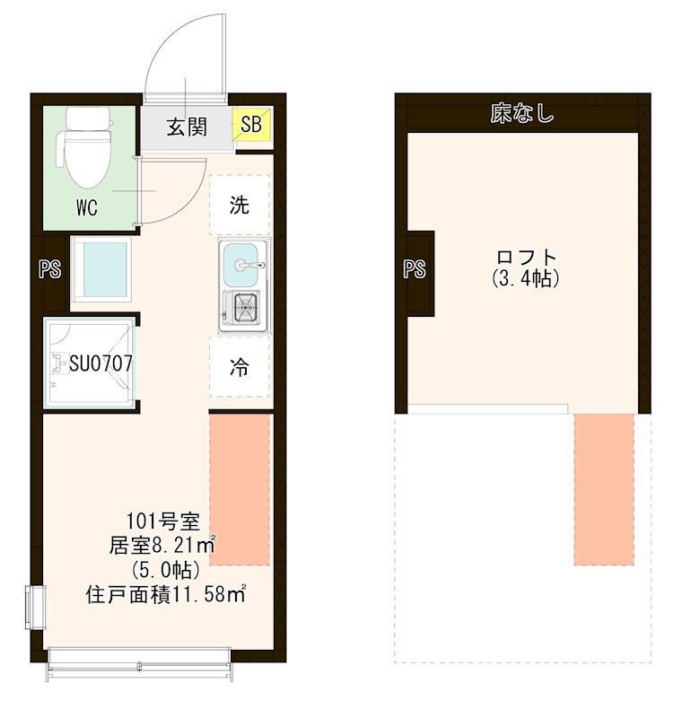ハーモニーテラス江原町Ⅲ 0208号室 間取り
