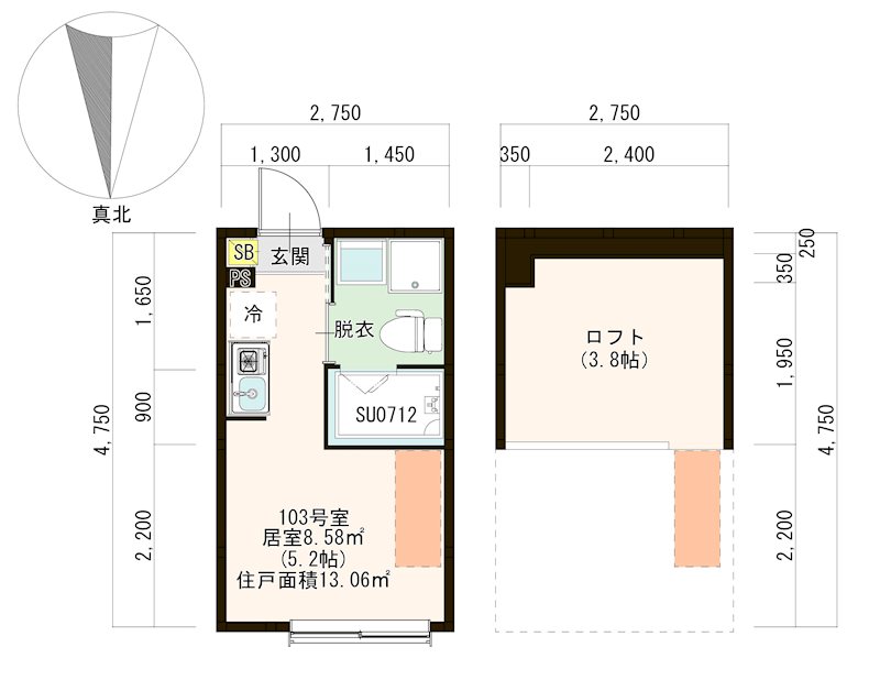 ＭＩ ＣＡＳＡ 平和台 0103号室 間取り