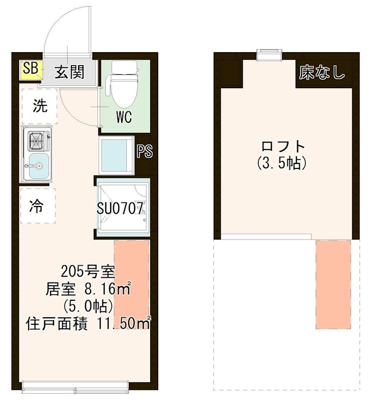 マルバ上板橋 0205号室 間取り