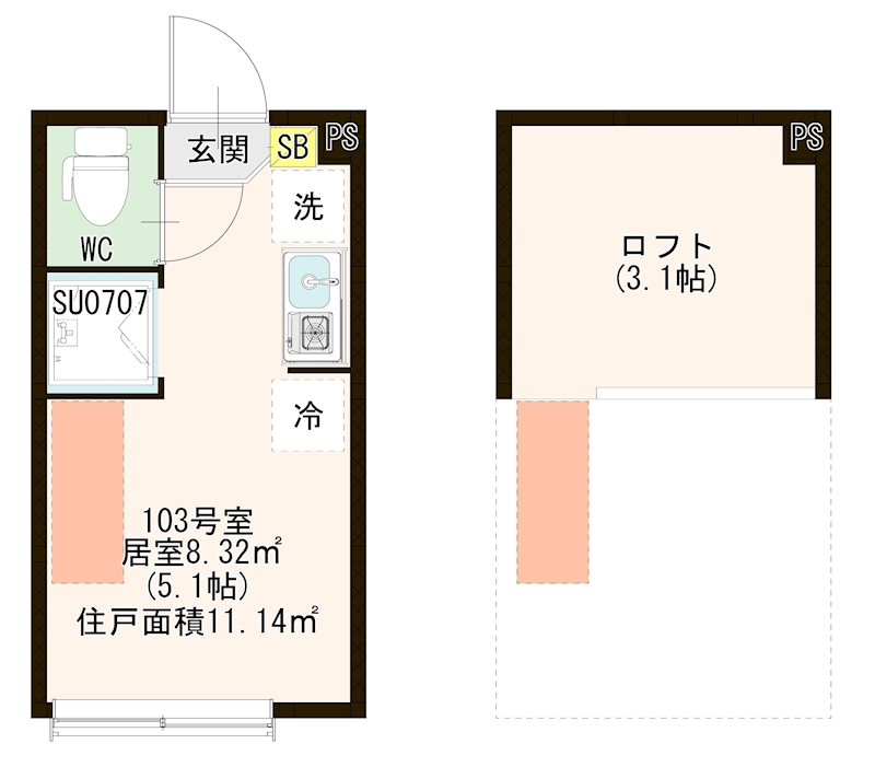 ハーモニーテラス上板橋Ⅱ 0103号室 間取り