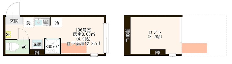 ハーモニーテラス上板橋Ⅱ 0106号室 間取り