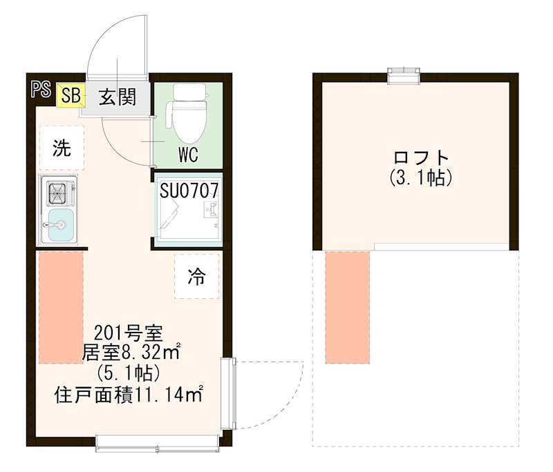 ハーモニーテラス上板橋Ⅱ 0201号室 間取り