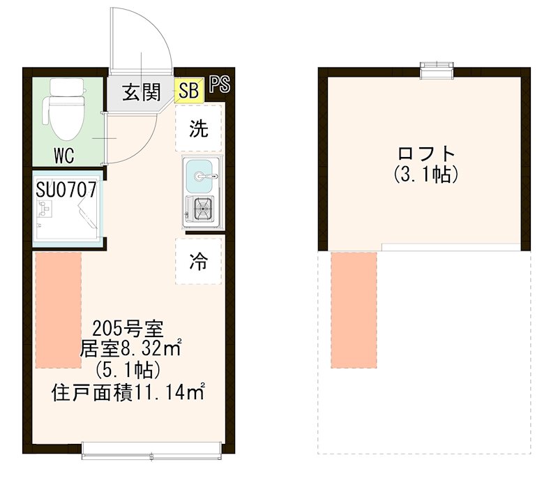 ハーモニーテラス上板橋Ⅱ 0205号室 間取り