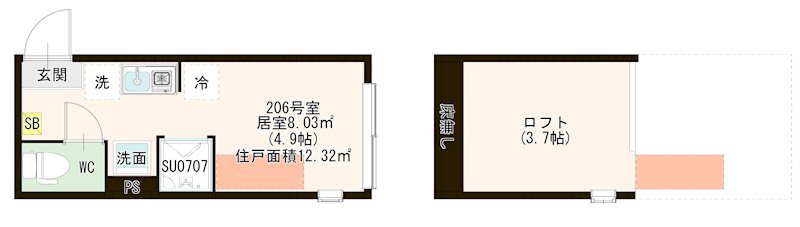 ハーモニーテラス上板橋Ⅱ 0206号室 間取り