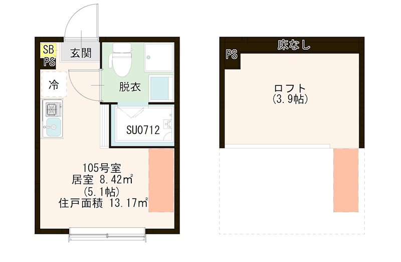 ハーモニーテラス中台 0105号室 間取り