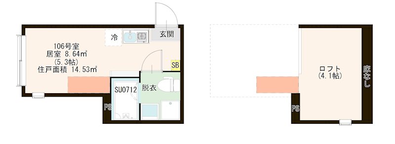 ハーモニーテラス中台 0106号室 間取り