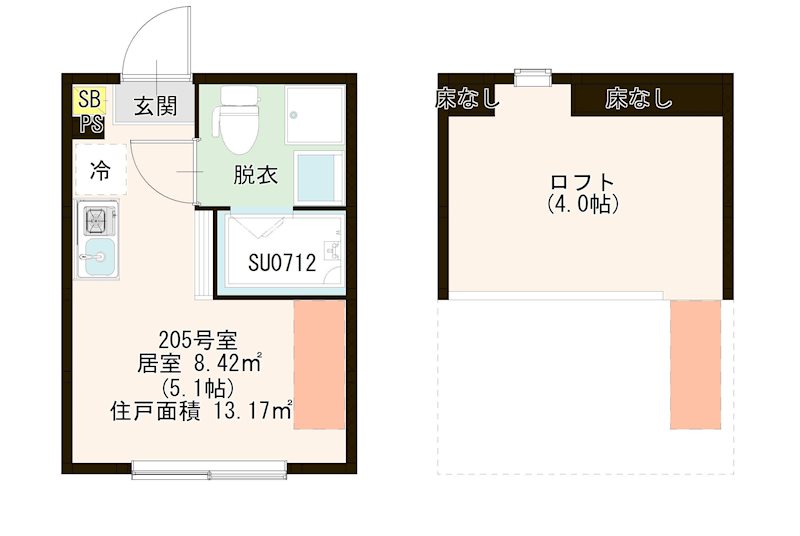 ハーモニーテラス中台 0205号室 間取り
