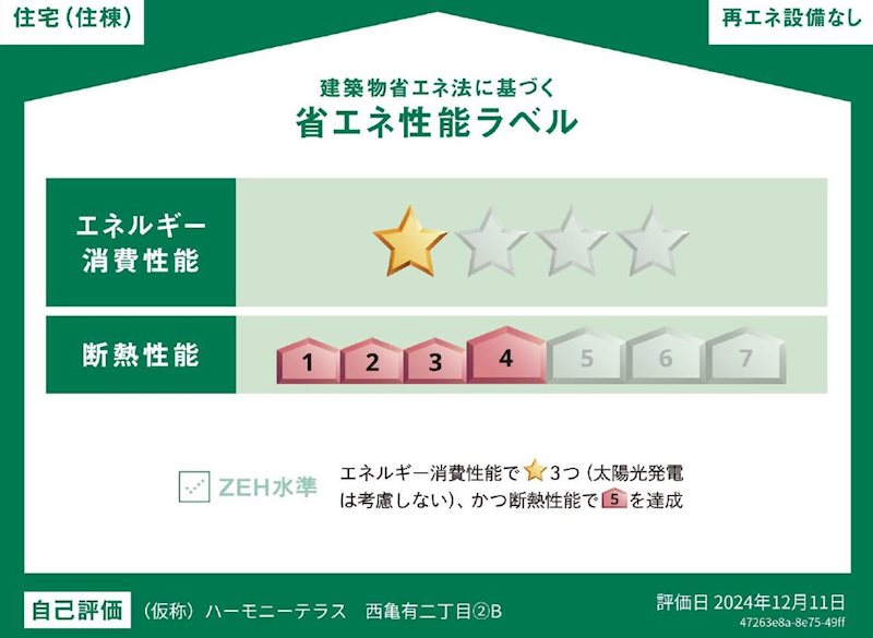 ハーモニーテラス西亀有Ⅲ 省エネ性能ラベル