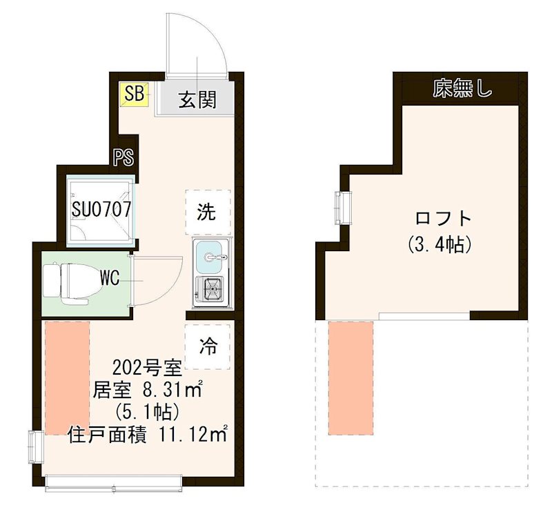ハーモニーテラス平井Ⅸ 0202号室 間取り