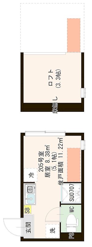 ハーモニーテラス平井Ⅸ 0205号室 間取り