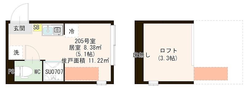 ハーモニーテラス平井Ⅸ 0205号室 間取り