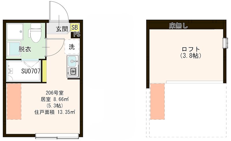 メゾン フルール 小岩駅前 0206号室 間取り