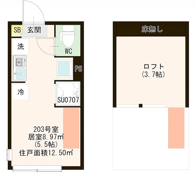 ハーモニーテラス板橋宮本町 0203号室 間取り