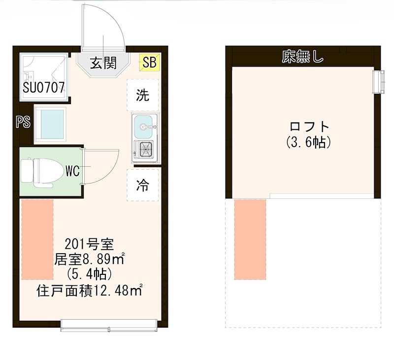 ハーモニーテラス板橋宮本町 0201号室 間取り