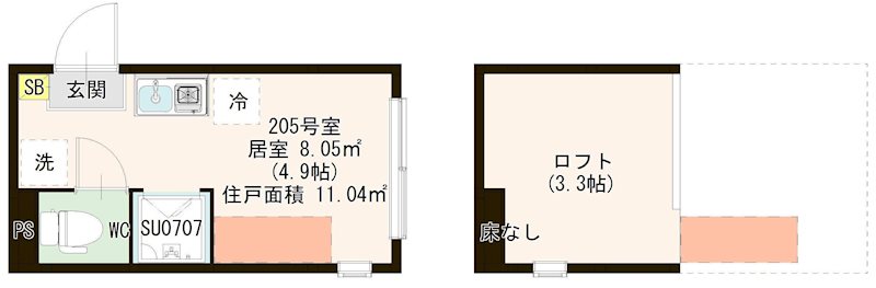 Ｅｍｉｎｅｎｃｅ Ⅰ 0205号室 間取り