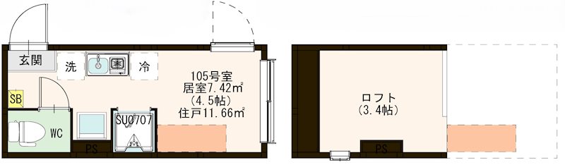 グランときわ台 0105号室 間取り