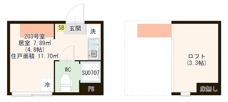 ハーモニーテラス千住河原町Ⅲ 0203号室 間取り