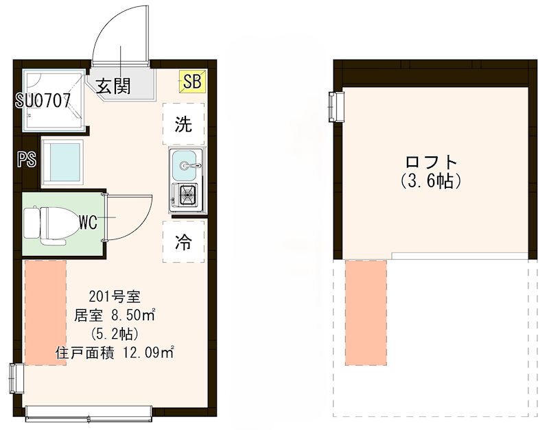メゾン フルール 小岩駅前 0201号室 間取り