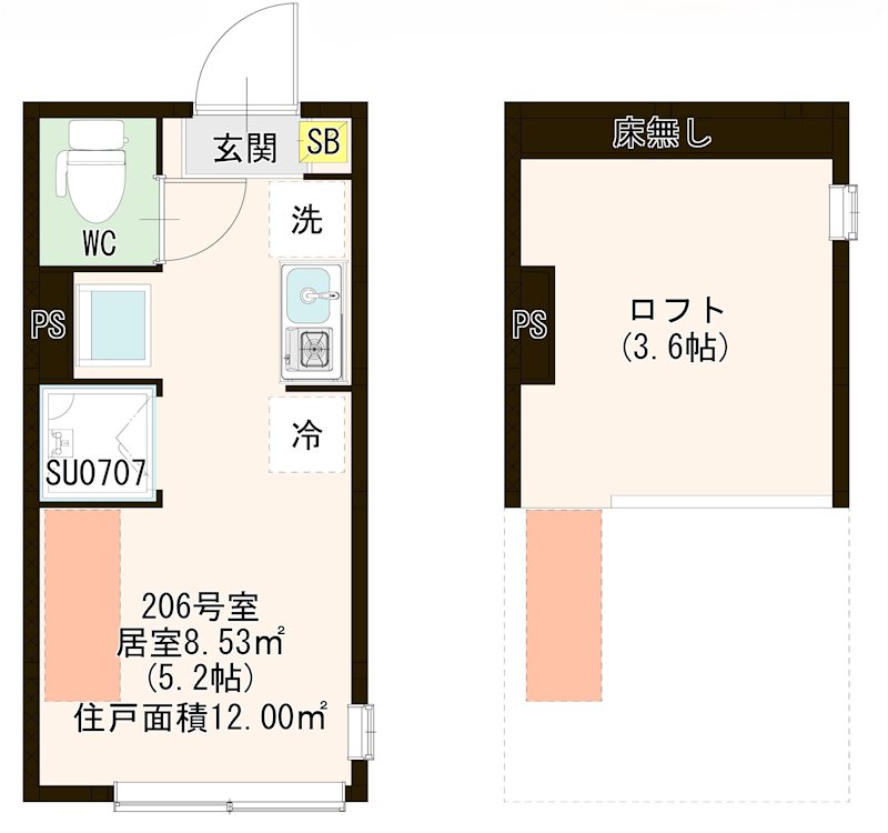 ハーモニーテラス板橋宮本町 0206号室 間取り