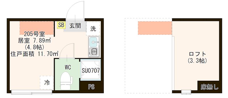 ハーモニーテラス千住河原町Ⅲ 0205号室 間取り