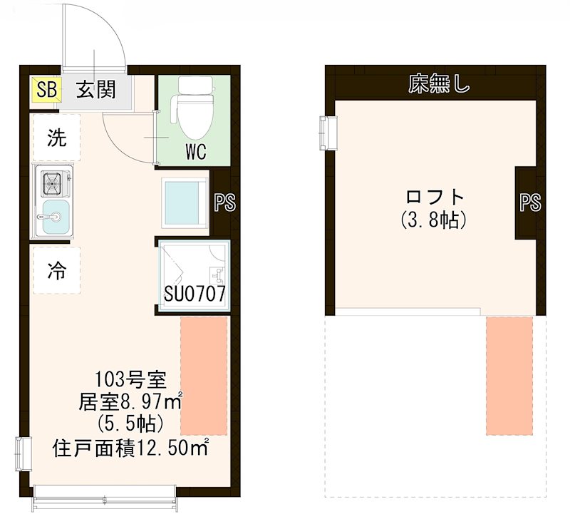 ハーモニーテラス板橋宮本町 0103号室 間取り