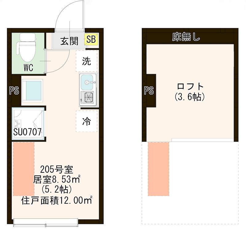 ハーモニーテラス板橋宮本町 0205号室 間取り