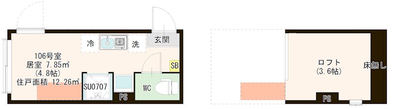 ハーモニーテラス千住河原町Ⅲ 0106号室 間取り
