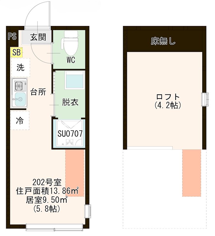 ハーモニーテラス浮間舟渡 0202号室 間取り